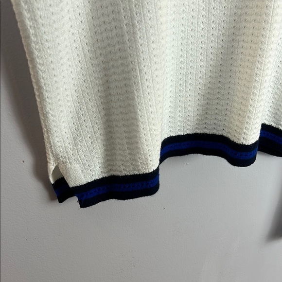 89th + Madison V-Neck Sweater Hoodie White and Blue Timeless Design Size Large - Picture 6 of 10